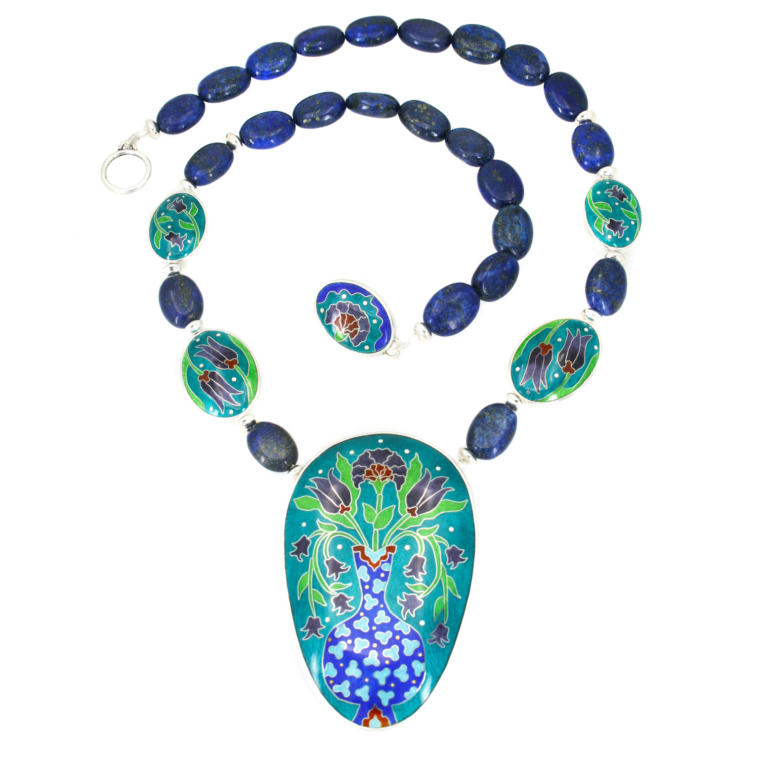 Linda Connelly  Blue Vase Necklace