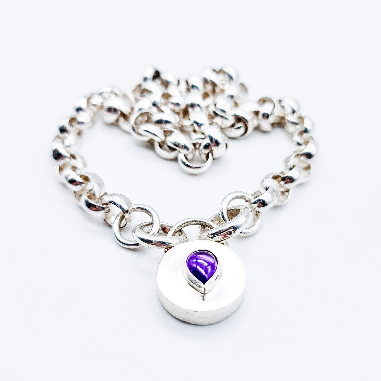 Rhona Hobson Chain with amethyst padlock clasp