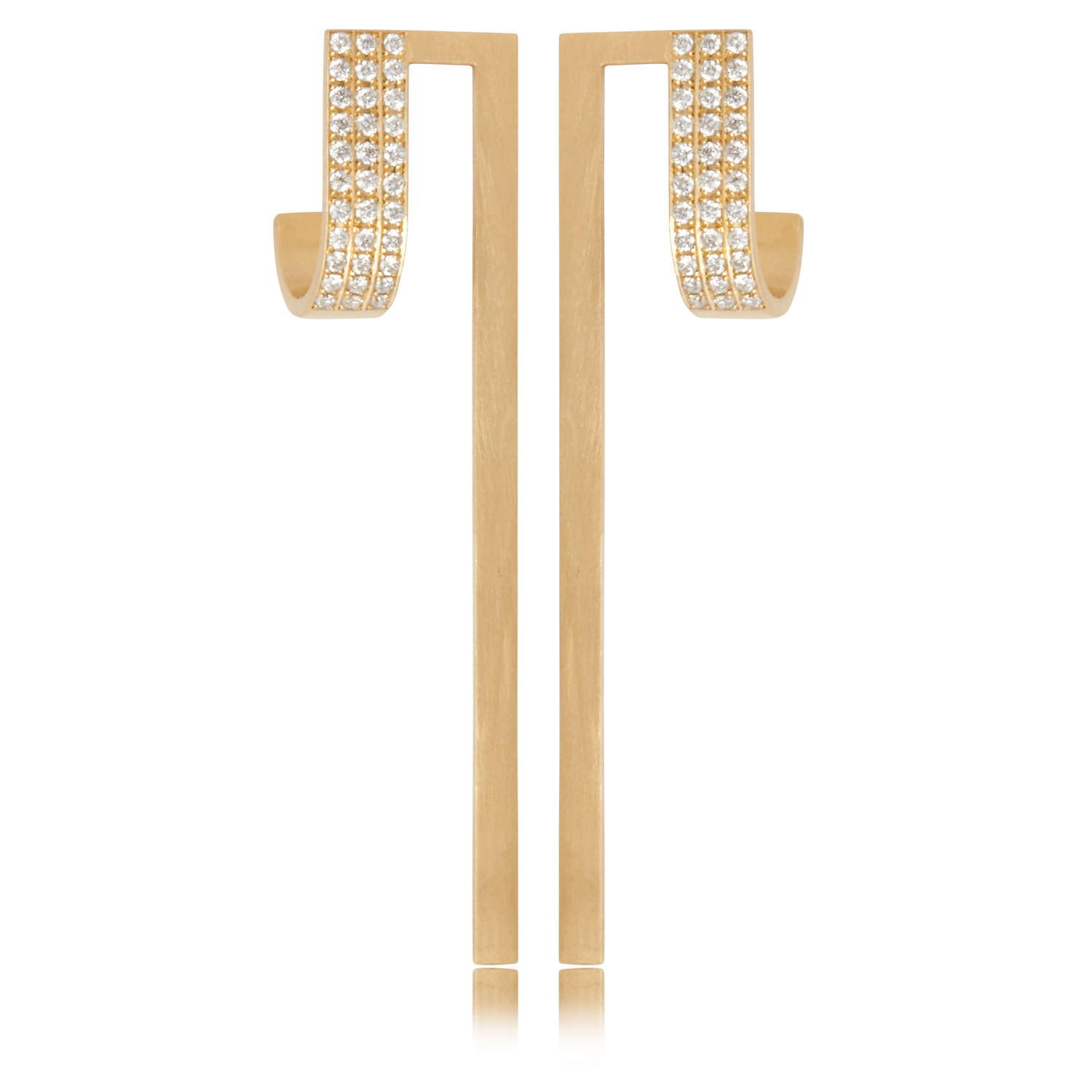 Dorry Hsu / Nicole Lin  Unfinishing Line Diamonds 18-karat Yellow Gold Curve Long Earrings