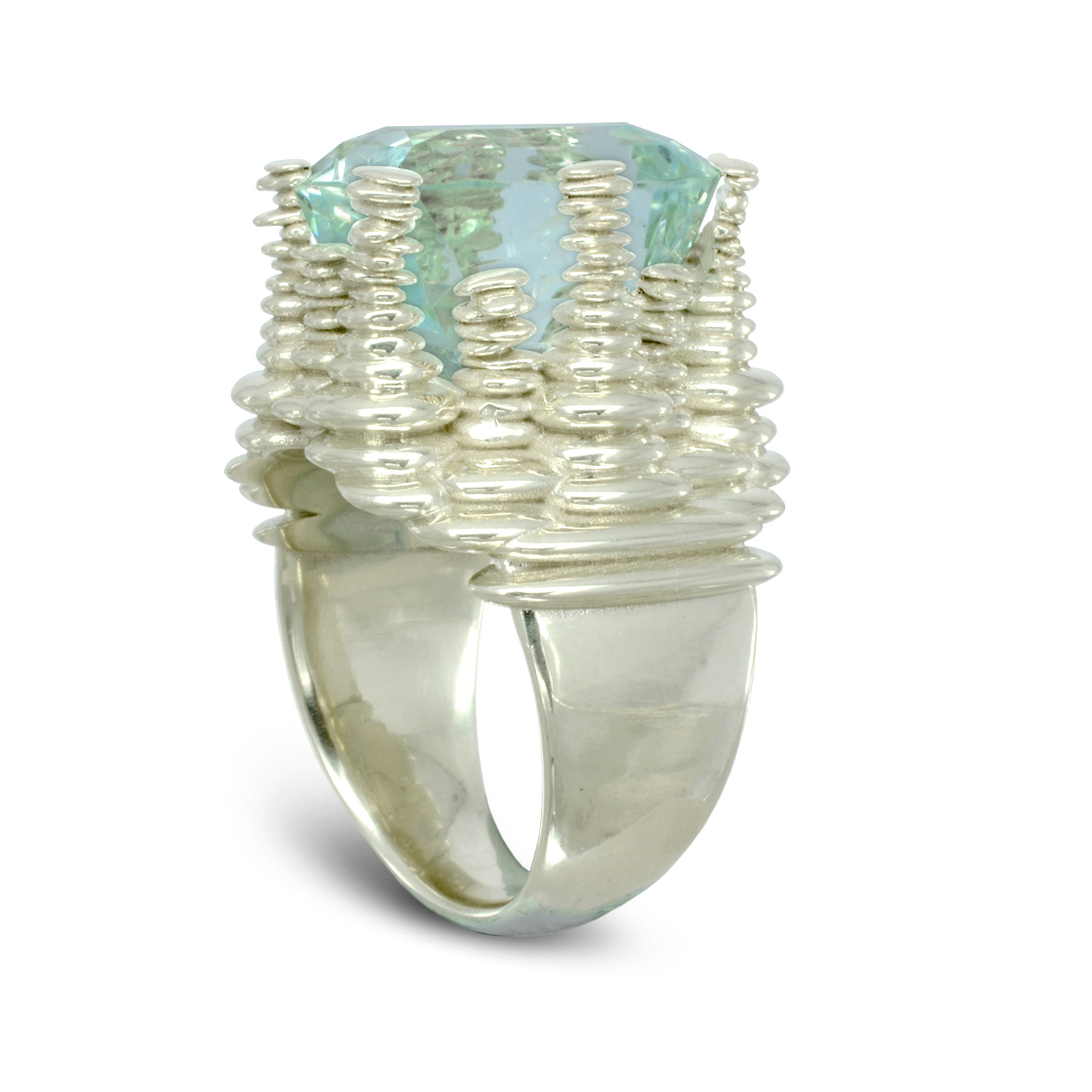 Rebecca Smith Aquamarine Pebble Cairn Dress Ring