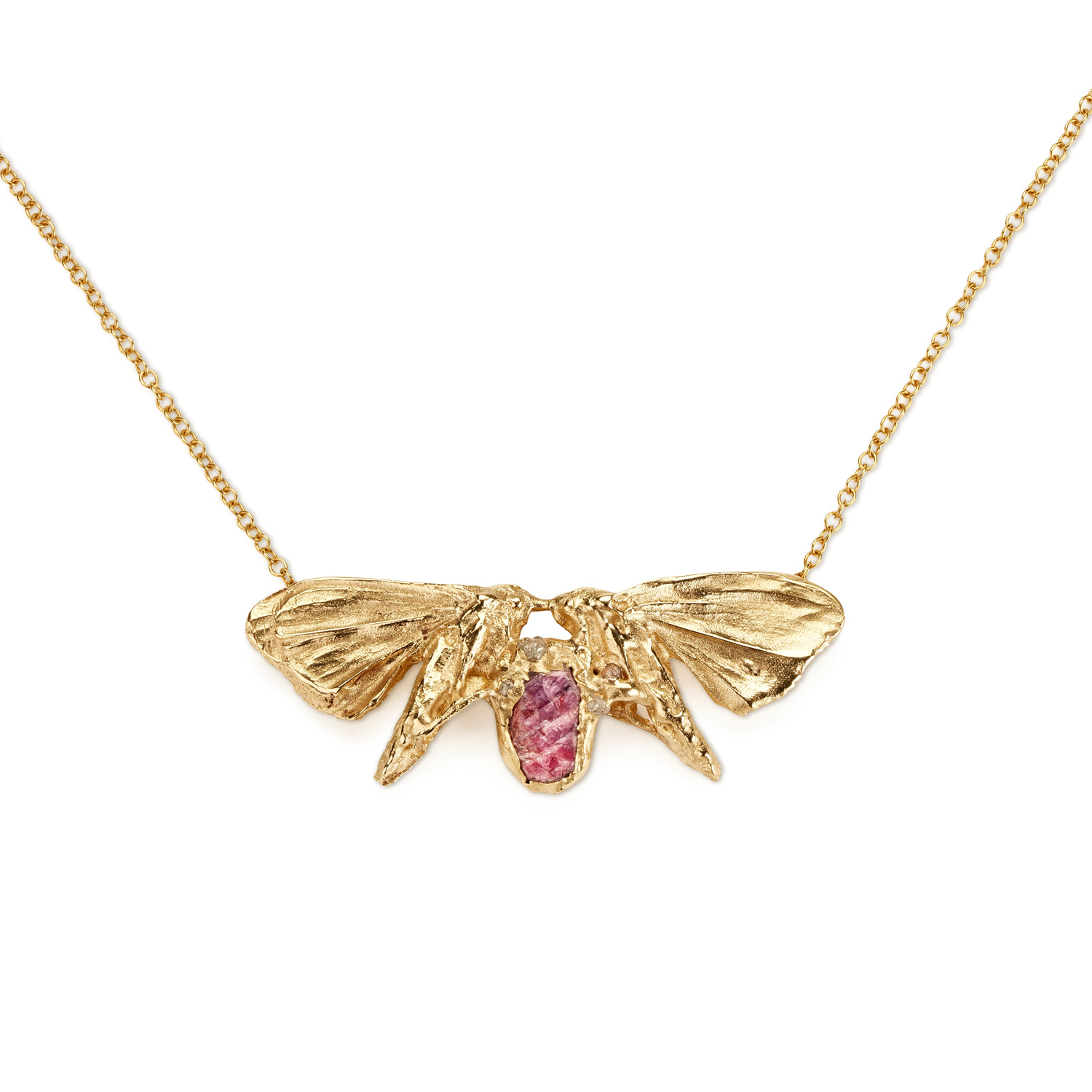 Lucy Sylvester Double moth and ruby necklace